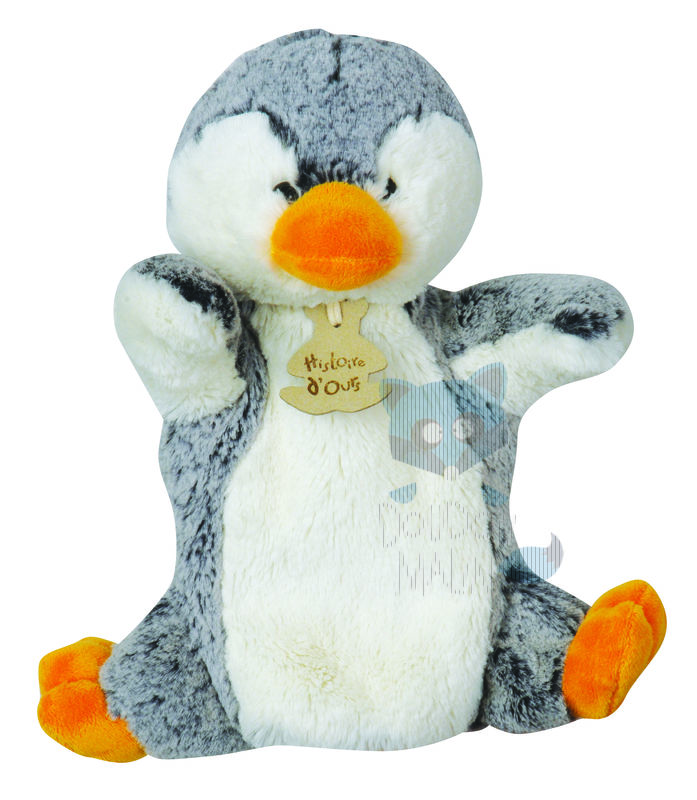  marionnette zanimoos pingouin blanc noir orange 
